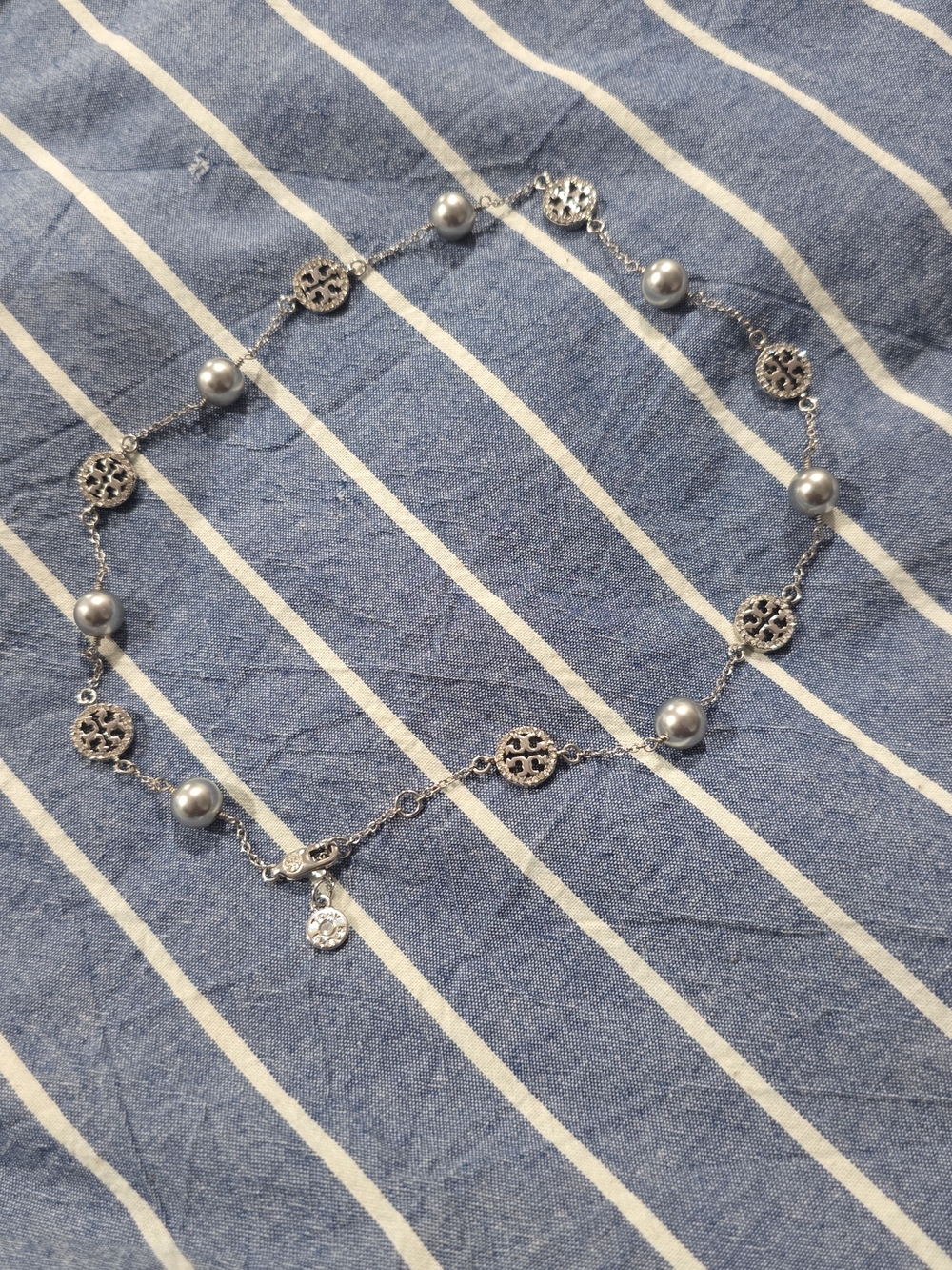 Tory Burch Silver Filigree Bead Necklace